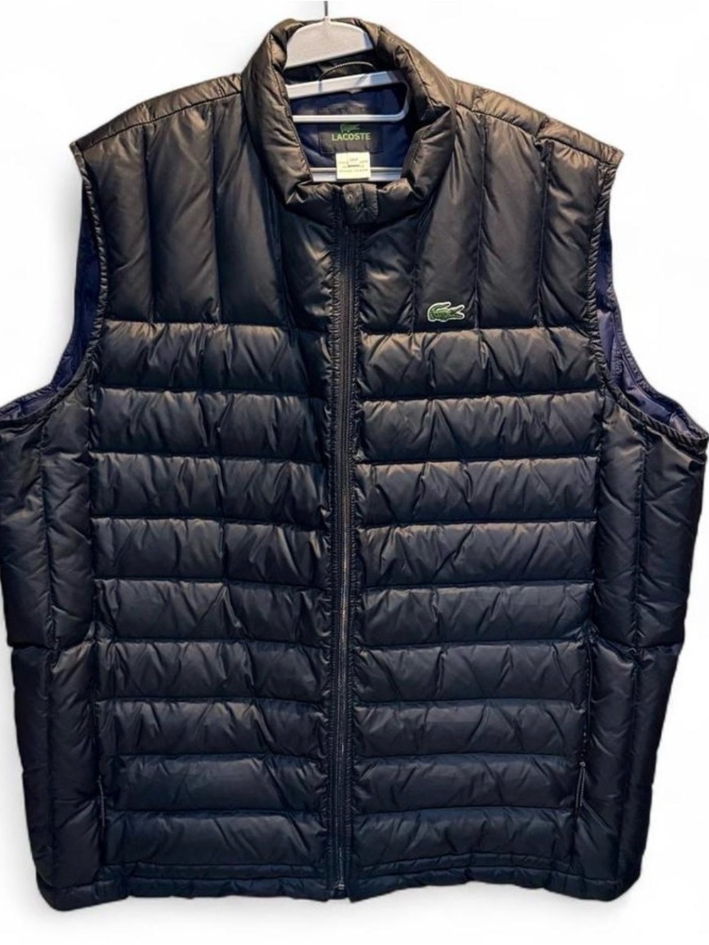 Lacoste Men's Black Quilted Down-Style Puffer Vest 2XLT Black